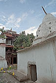 Ladakh - Alchi monastery, decorated gateway chrten